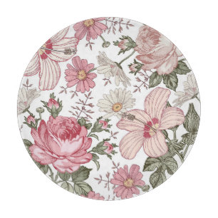 Tabla De Cortar Patrón floral vintage con rosas