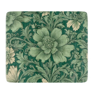 Tabla De Cortar Patrón floral vintage verde sabio