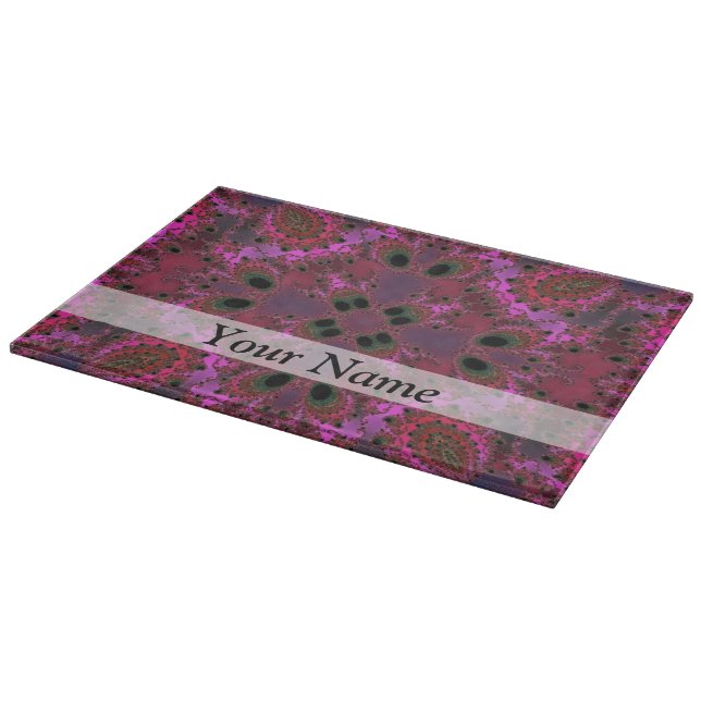 Tabla De Cortar Patrón fractal digital magenta (Borde)