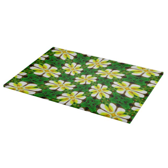Tabla De Cortar Patrón frangipano amarillo (Borde)