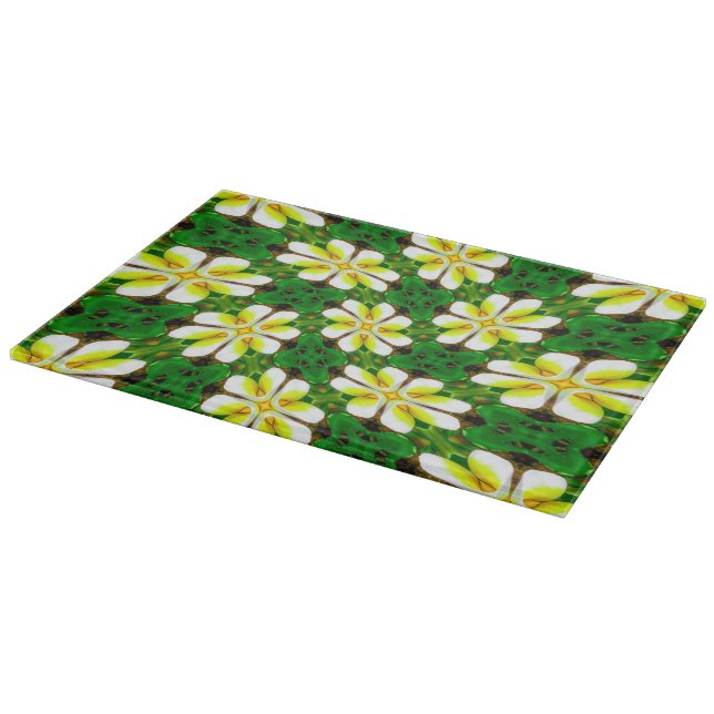 Tabla De Cortar Patrón frangipano amarillo (Borde)