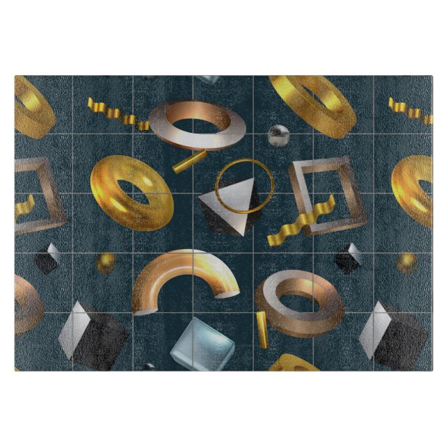 Tabla De Cortar Patrón geométrico 3D (Anverso)