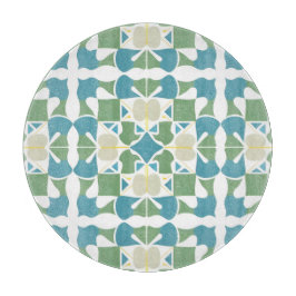 Tabla De Cortar Patrón geométrico abstracto en verde y azul