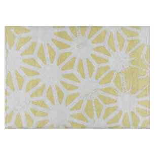 Tabla De Cortar Patrón geométrico amarillo limón
