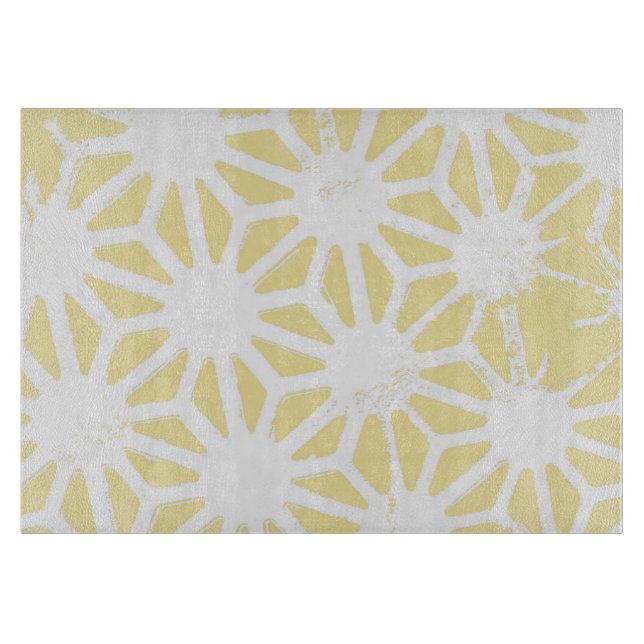 Tabla De Cortar Patrón geométrico amarillo limón (Anverso)