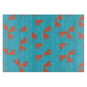 Tabla De Cortar Patrón geométrico azul, naranja, vibrante y a la m