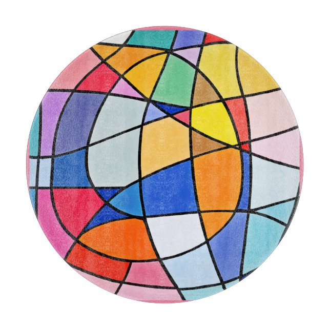 Tabla De Cortar Patrón geométrico colorido (Anverso)
