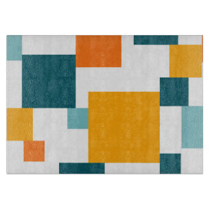 Tabla De Cortar Patrón geométrico cuadrado colorido, moderno y jug