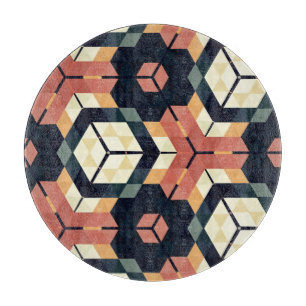 Tabla De Cortar Patrón geométrico cuadrado de hexágono colorido