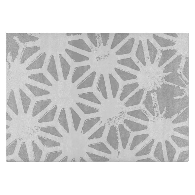 Tabla De Cortar Patrón geométrico gris y blanco (Anverso)