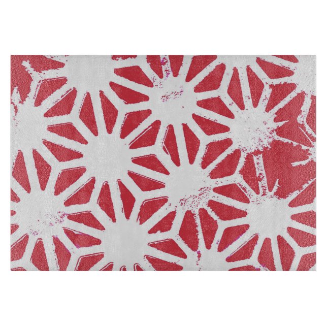 Tabla De Cortar Patrón geométrico rojo (Anverso)