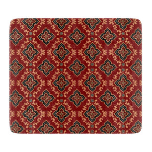 Tabla De Cortar Patrón geométrico rojo / impresión india