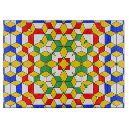 Tabla De Cortar Patrón geométrico verde amarillo y azul rojo negri