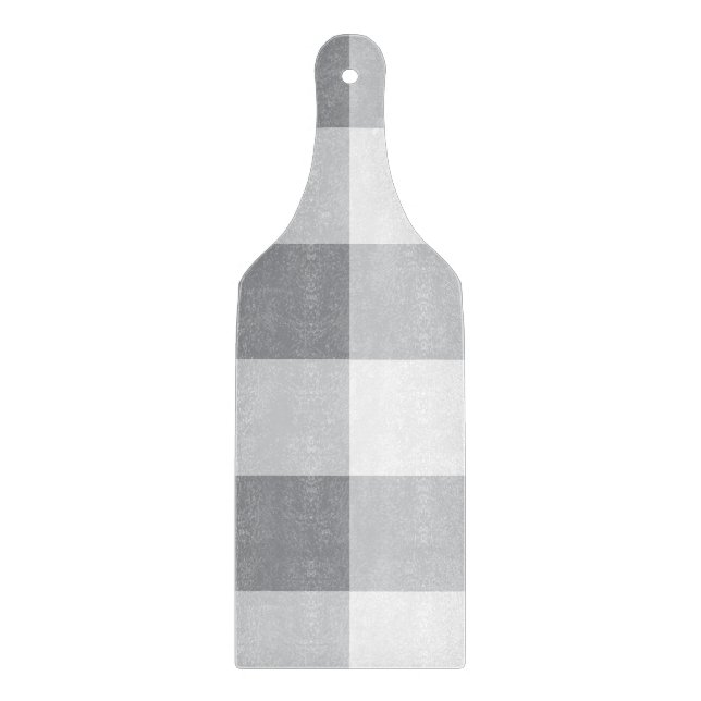Tabla De Cortar Patrón Gingham Gris Y Blanco (Anverso)