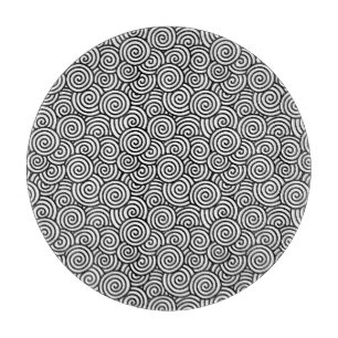 Tabla De Cortar Patrón giratorio japonés - blanco y negro