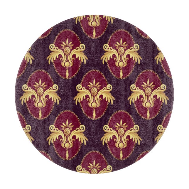 Tabla De Cortar Patrón magenta del compás de oro barroco (Anverso)