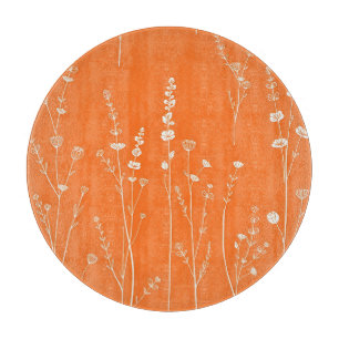 Tabla De Cortar Patrón Mínimo de Flor Silvestre Naranja Quemada
