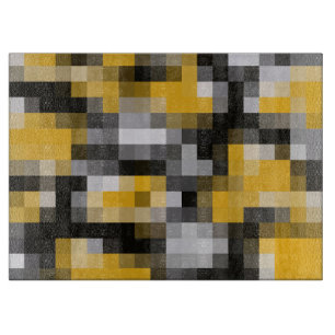 Tabla De Cortar Patrón moderno de mosaico amarillo negro moderno d
