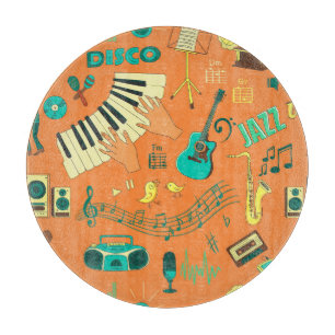 Tabla De Cortar Patrón musical colorido dibujado a mano