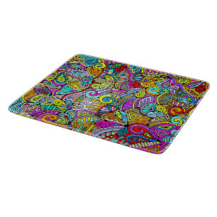 Tabla De Cortar Patrón Pintado A Mano Y Digitalmente Art. 6