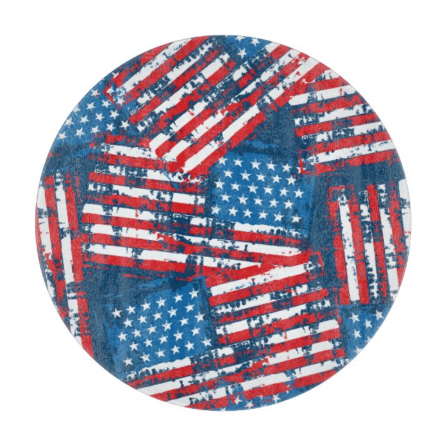 Tabla De Cortar Patrón pintado de la bandera estadounidense con pr (Anverso)