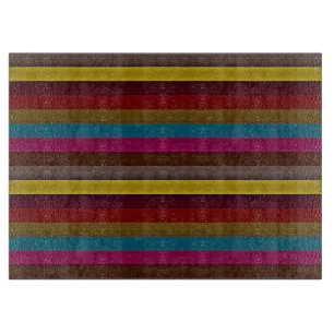 Tabla De Cortar Patrón Retro Colorido de Múltiples Rayas
