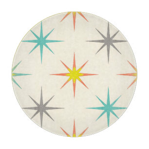Tabla De Cortar Patrón Retro Starburst de Mitad de Siglo