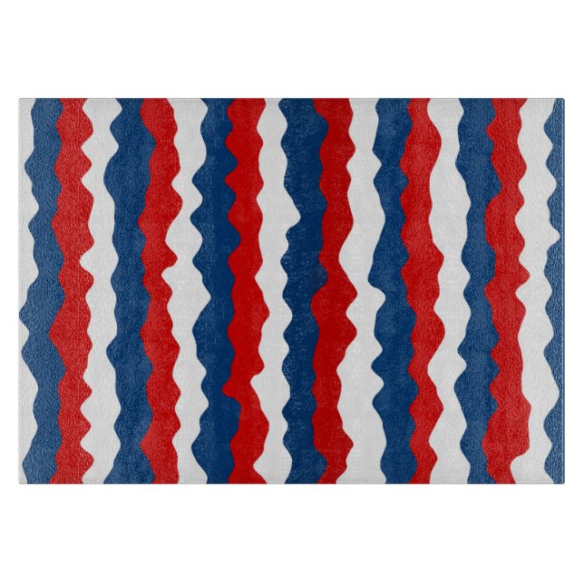 Tabla De Cortar Patrón Rojo, Blanco y Azul (Anverso)