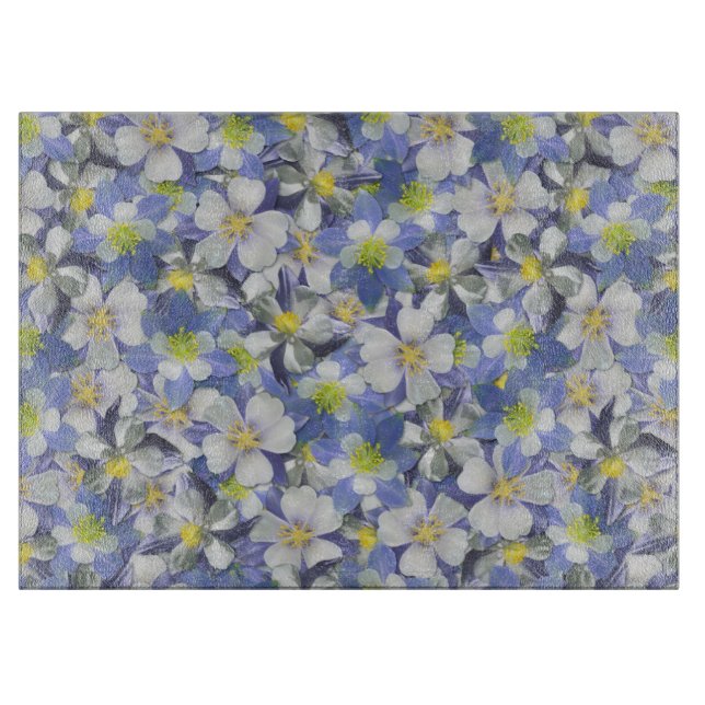 Tabla De Cortar Patrón sin costura de Columbines (Anverso)