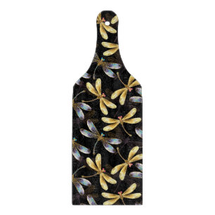 Tabla De Cortar Patrón sin foco con Dragonflies dorados