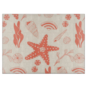 Tabla De Cortar Patrón sin mar con conchas marinas