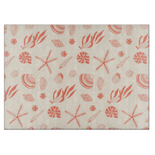 Tabla De Cortar Patrón sin mar con conchas marinas