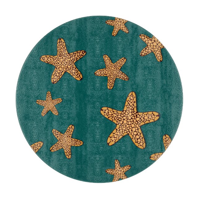 Tabla De Cortar Patrón Starfish Naranja (Anverso)