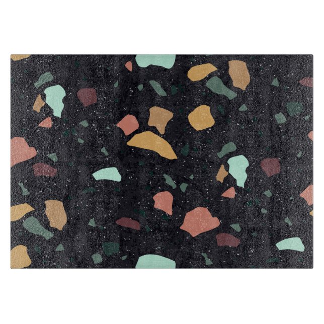 Tabla De Cortar Patrón Terrazo negro (Anverso)