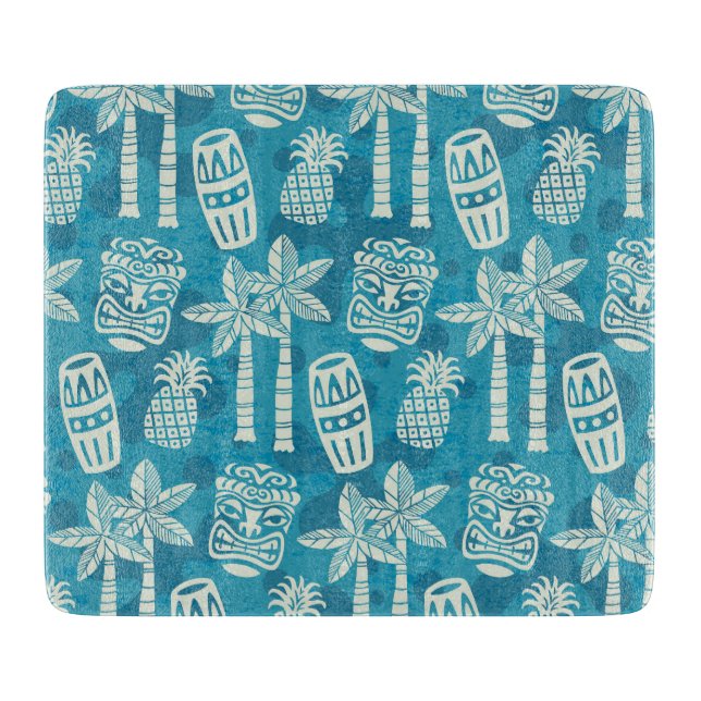 Tabla De Cortar Patrón Tiki Moderno de Mitad de Siglo Retro (Anverso)