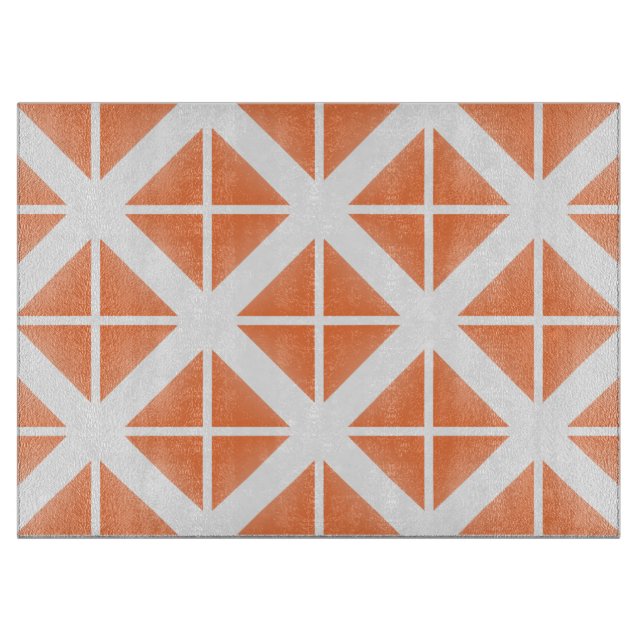 Tabla De Cortar Patrón triangular de moda naranja (Anverso)