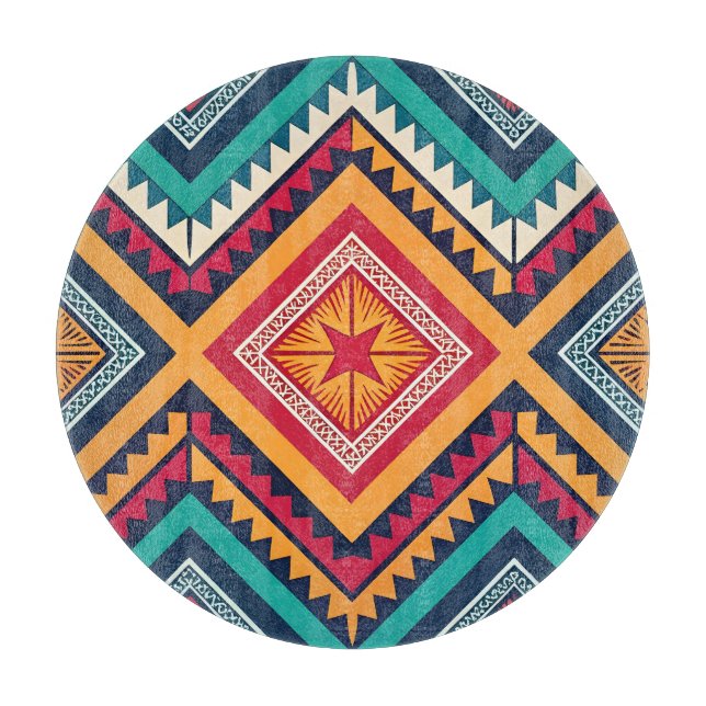 Tabla De Cortar Patrón tribal colorido (Anverso)