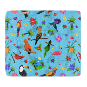 Tabla De Cortar Patrón Turco De Aves Sin Mar Y Flamingo Y Arara