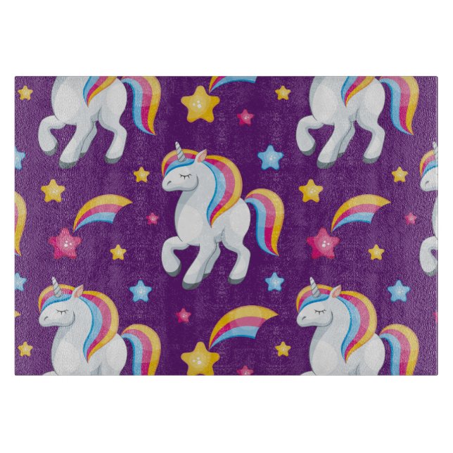 Tabla De Cortar Patrón unicornio de caballo mágico (Anverso)