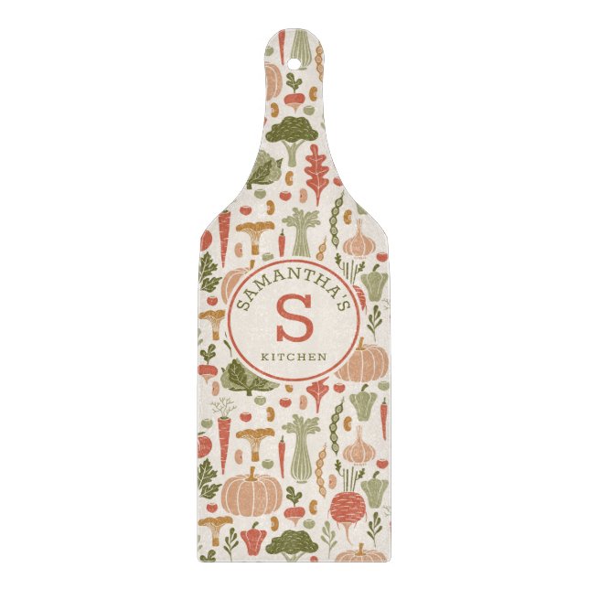 Tabla De Cortar Patrón vegetal Nombre personal vegetariano (Anverso)