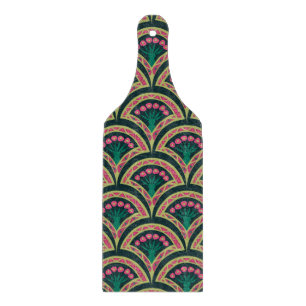 Tabla De Cortar patrón verde en forma de concha