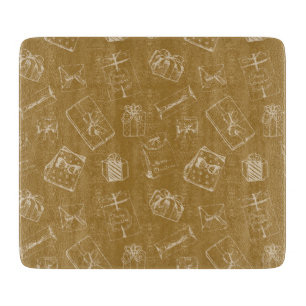 Tabla De Cortar patrón vintage de caja de regalo de navidad