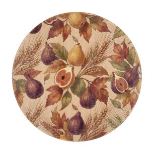 Tabla De Cortar Patrón vintage de cosecha de otoño con higos peras