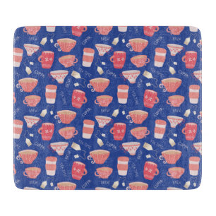 Tabla De Cortar Patrón vintage de teacup Tea Pot