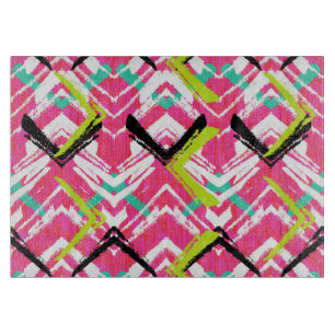 Tabla De Cortar Patrón Zig Zag Rosa Dibujado A Mano