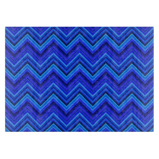 Tabla De Cortar Patrón zigzag de franjas azules (Anverso)