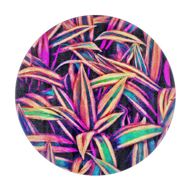 Tabla De Cortar Patrones de hojas de neón revelados (Anverso)