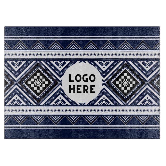 Tabla De Cortar Patrones geométricos étnicos abstractos de negro c (Anverso)