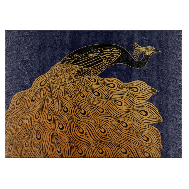 Tabla De Cortar Pavo real Art Nouveau de Will Bradley (Anverso)