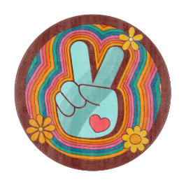 Tabla De Cortar Paz, amor y vibraciones arcoiris